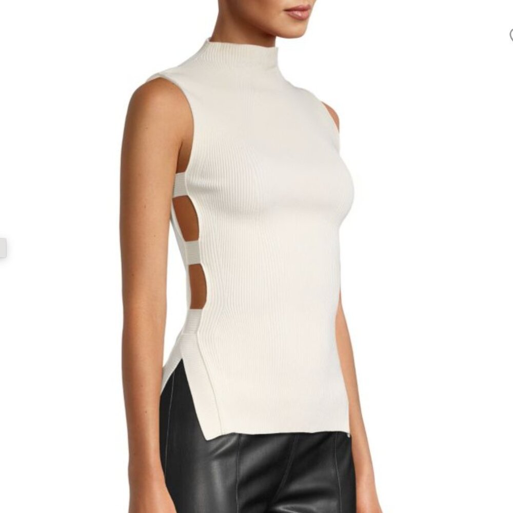 Alexander McQueen Cutout Ribbed Top, size Large in Bone